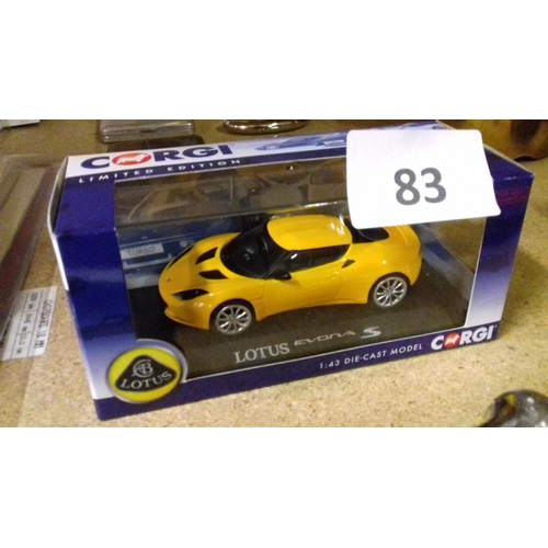 83 - Boxed corgi 1/43 scale CC56503 Lotus Evora s