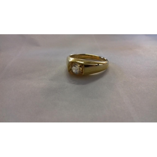 36 - 18 carat gold plated solitaire ring size r