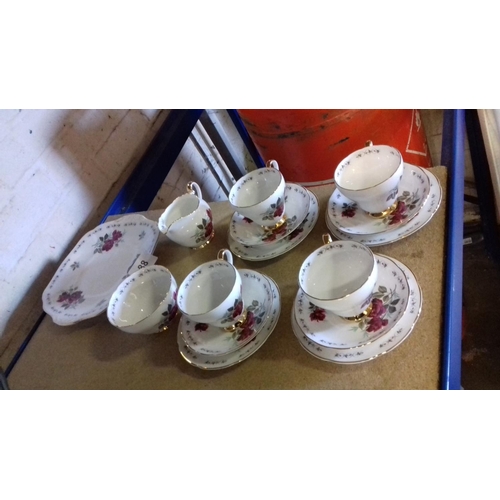 88 - Adderley fine bone china, persian rose, 15 piece 4 place setting tea set