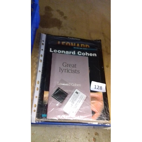 128 - 2 x Leonard Cohen concert programmes, biographical book and rare editorial picture cell from 1985