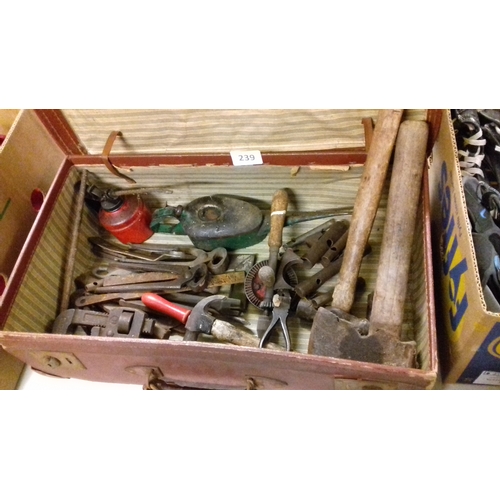 239 - Vintage case with assorted old tools etc.