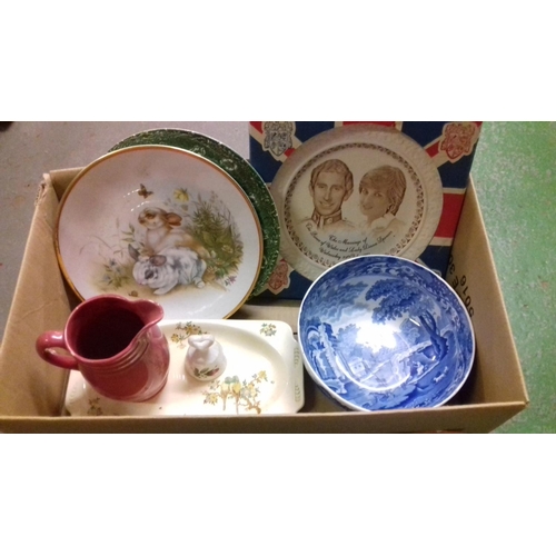 205 - Box of assorted miscellaneous pottery inc' spode copeland bowl etc