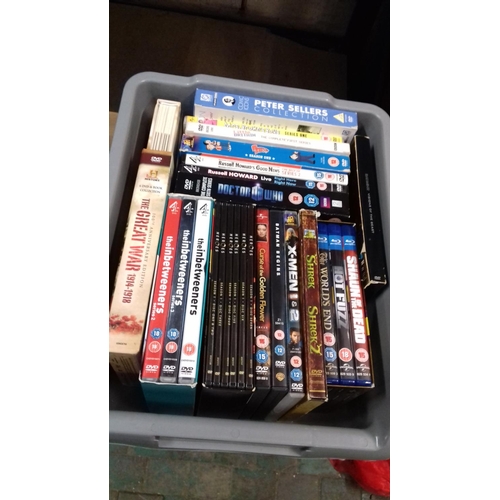 320 - Box of assorted dvd films and box sets (dr who/heroes/inbetweeners etc)