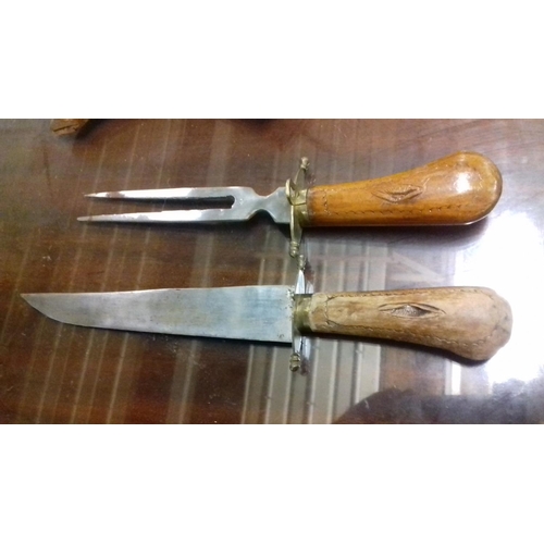 56 - Dagger and fork in double wooden sheath