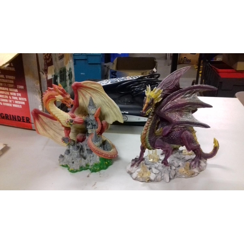 89 - 2 x unboxed dragon ornaments, enchantica 21 cm tall & originalities 23 cm tall