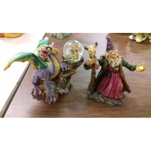 170 - Dragon and wizzard ornament 16 & 17 cm tall