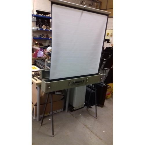 384 - Exella vintage pop up projector screen in box 111 cm wide