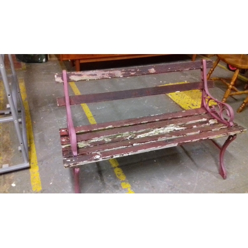 507 - Weathered cast end garden bench