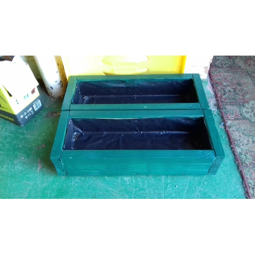 1 - 2 x green trough planters 57 x 22 x 14 cm tall