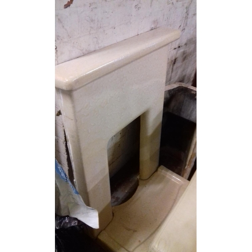 391 - Vintage heavy marble fire surround with grate