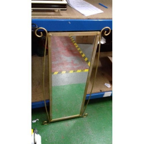 61 - Metal gilt framed wall mirror 93 x 45 cm