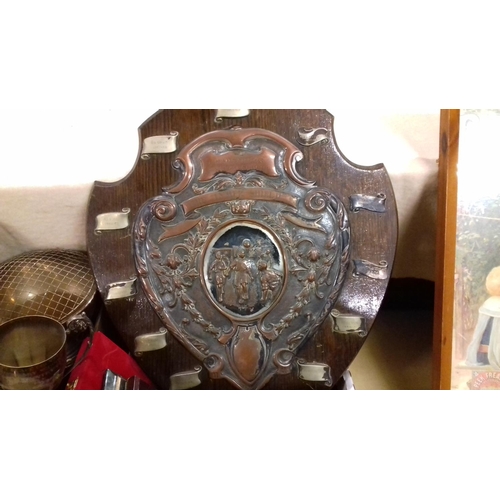 274 - 2 x boxes of assorted presentation shields, cups and trophies dating from the 1950's etc, mainly wes... 