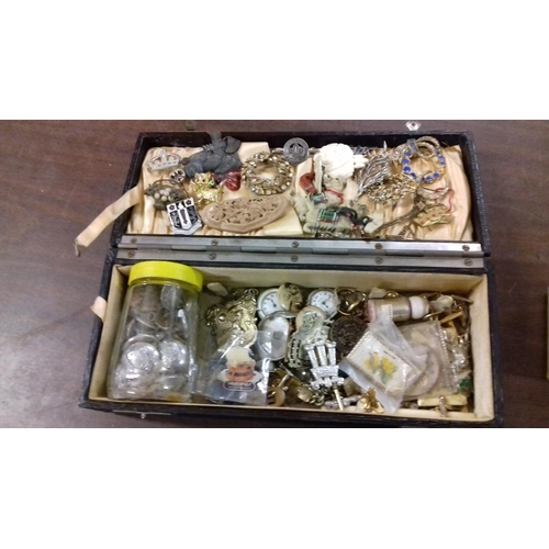 17 - Box of assorted miscellaneous jewellery, pin badges and other nick nacks