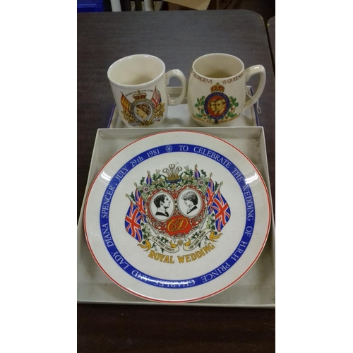 164 - Boxed wedgwood charles and diana wedding plate, 1937 coronation cup and 1953 coronation cup