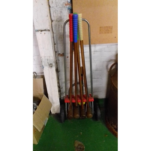 60 - Croquet set on stand