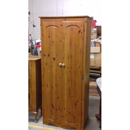 468 - 2 drawer pine wardrobe 73 x 60 cm x 6ft tall