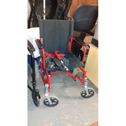 420 - Red suntech inflatable small wheel wheelchair