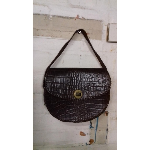 10 - Vintage leather crocodile skin ladies hand bag