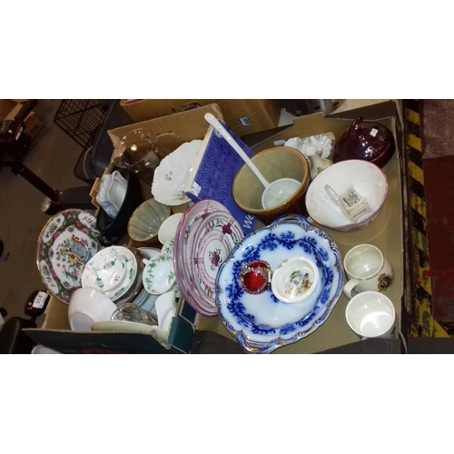 243 - 2 x boxes of miscellaneous pottery, porcelain and china