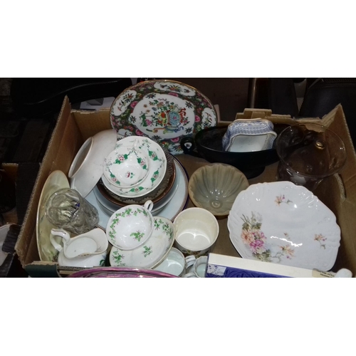 243 - 2 x boxes of miscellaneous pottery, porcelain and china