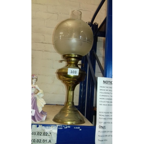 103 - Old brass oil lamp