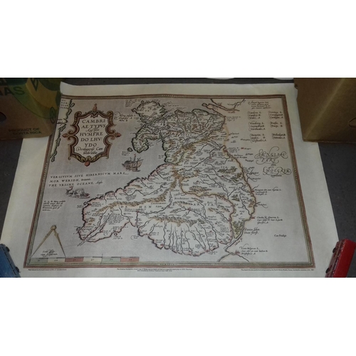 219 - Old wylfa power station map & reproduced 1592 to 1612 map of Wales