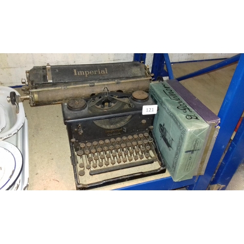 121 - Old Imperial War finish typewriter purple box of caribonum carbon copy paper & unopened ream of D Ge... 