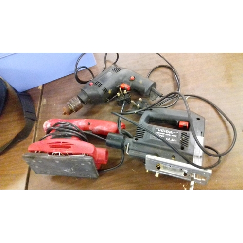 245 - 3 x corded electric tools being jigsaw, drill and sander, all guaranteed working by seller