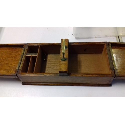 99 - Nice oak with brass detail and handle cigarette/cigar box 35 x 16 cm