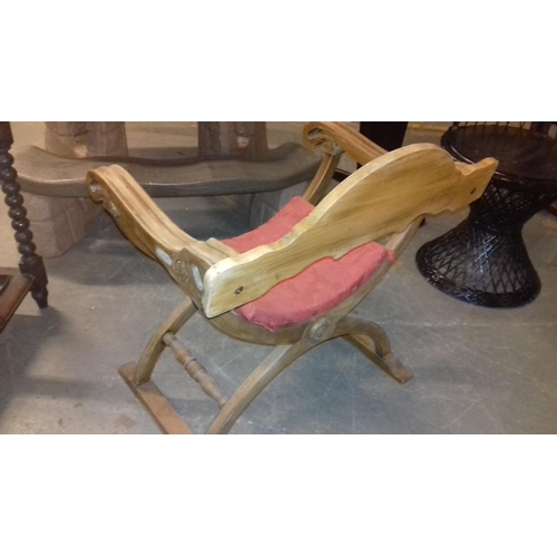 337 - Vintage savonarola x-chair, stripped and rewaxed