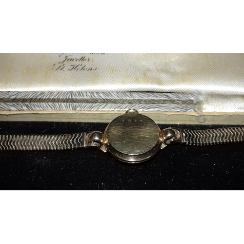 31 - 375 hallmarked 9 ct gold jaeger le coultre ladies watch and strap in working order total weight 24.7... 