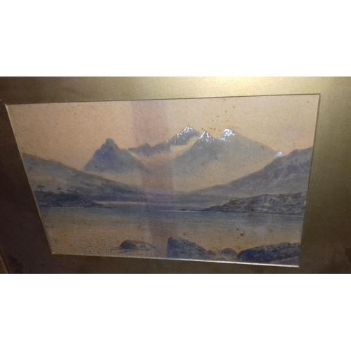 155 - Pair of old 66 x 54 cm framed water colour paintings both signed Parry being snowdon and lake scenes