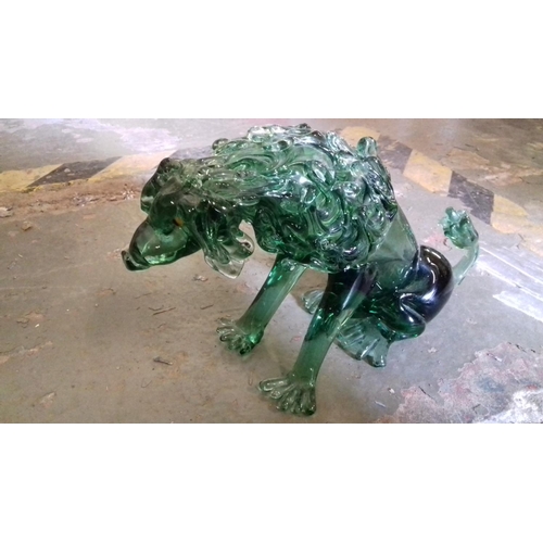 69 - Hand made art glass dog ornament14 tall x 22 cm wide