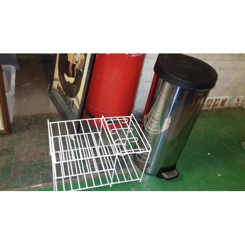 21 - Stainless steel bin & cupboard space saver shelf