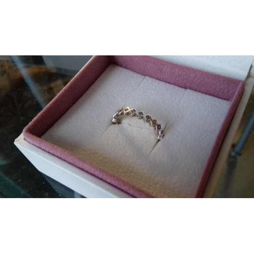 584 - Boxed pandora diamond shaped ring size 56