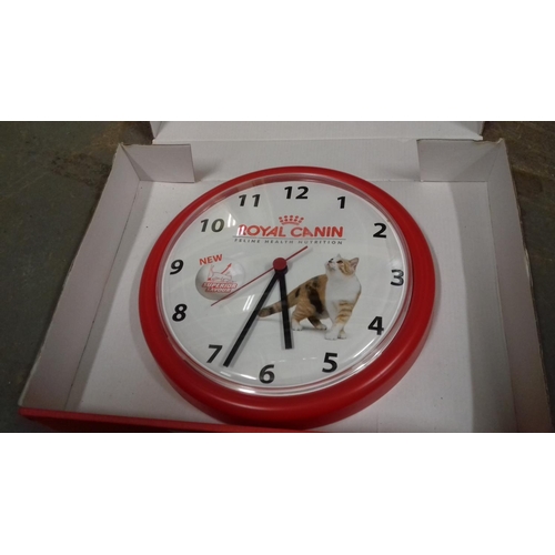 60 - New and boxed royal canin round cat picture wall clock