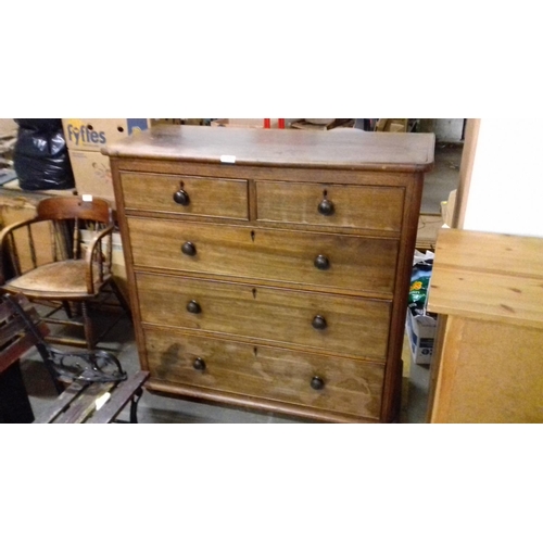 426 - Large Victorian pine 2 over 3 chest of drawers in need of TLC