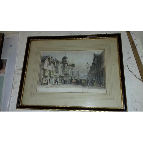 9 - Framed 28 x 21 cm colour lithograph engraving picture drawn by c.c.pyne titled Guildford