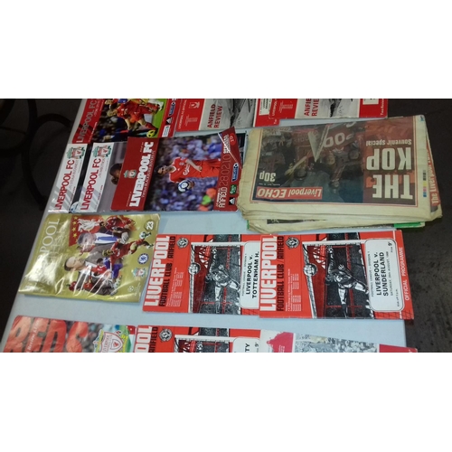 91 - Bundle of assorted, 1960/2014, Liverpool fc football programmes, books, newspapers etc