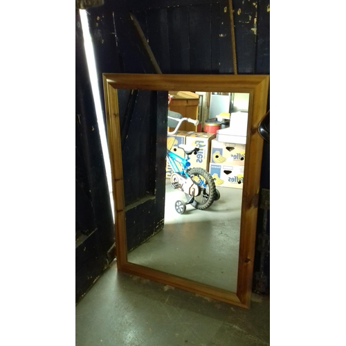 456 - Pine framed wall mirror 103 x 71 cm