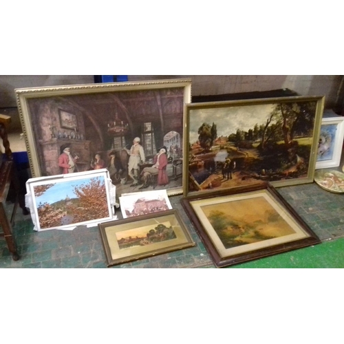 145 - Bundle of 4 x framed and quantity of unframed pictures largest being 100 x 80 cm