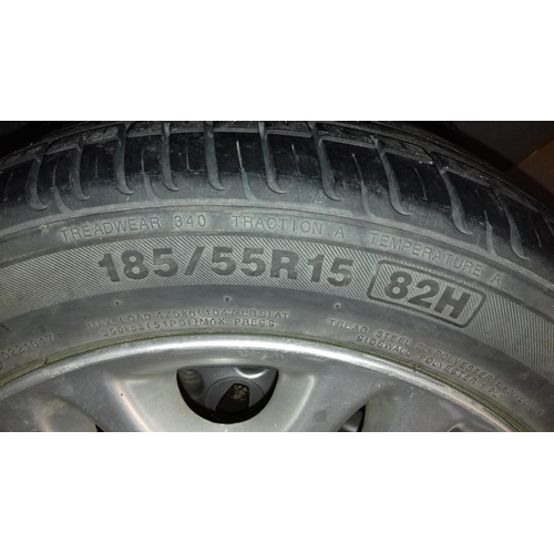 173 - Set of 4 x rover 4 stud alloy wheels, 185/55 R15, all with very good tyres