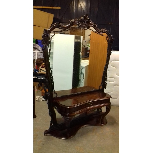 401 - Substantial mid 1800's burr walnut duchess vanity dressing table with refurbished single front drawe... 