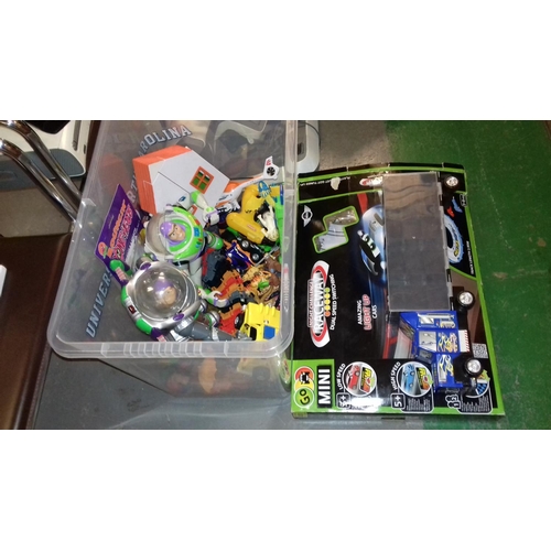 288 - Plastic box of assorted boys toys and games