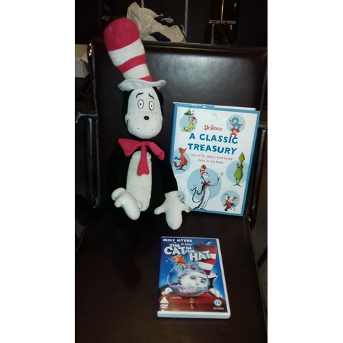 126 - Dr seuss cat in the hat toy, book and dvd