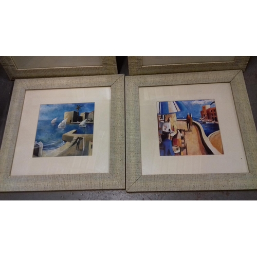 461 - set of 4 x 32 x 32 cm gilt framed contemporary/abstract pictures