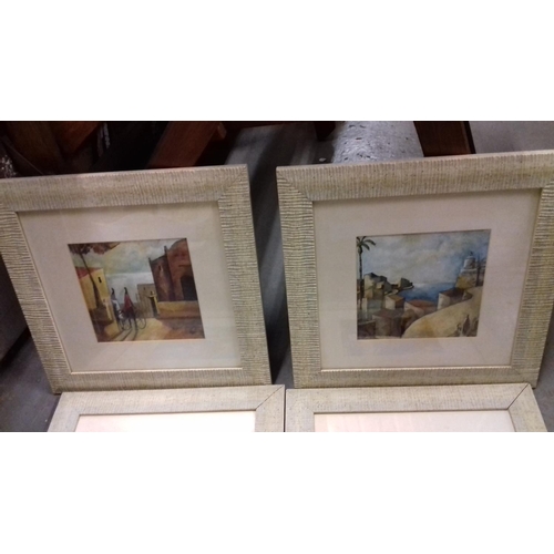 461 - set of 4 x 32 x 32 cm gilt framed contemporary/abstract pictures