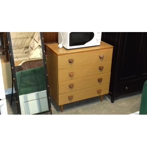 475 - 1970's veneered 4 drawer storage chest 76 x 41 x 83 cm tall