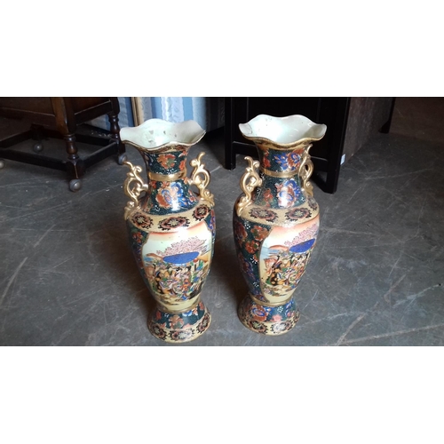 72 - Pair of chinese vases, 1 with repair to top, 45 cm tall