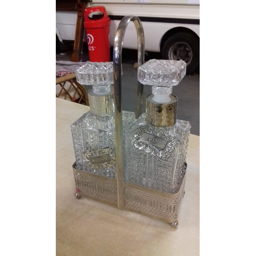 38 - Silver plated 2 bottle tantalus